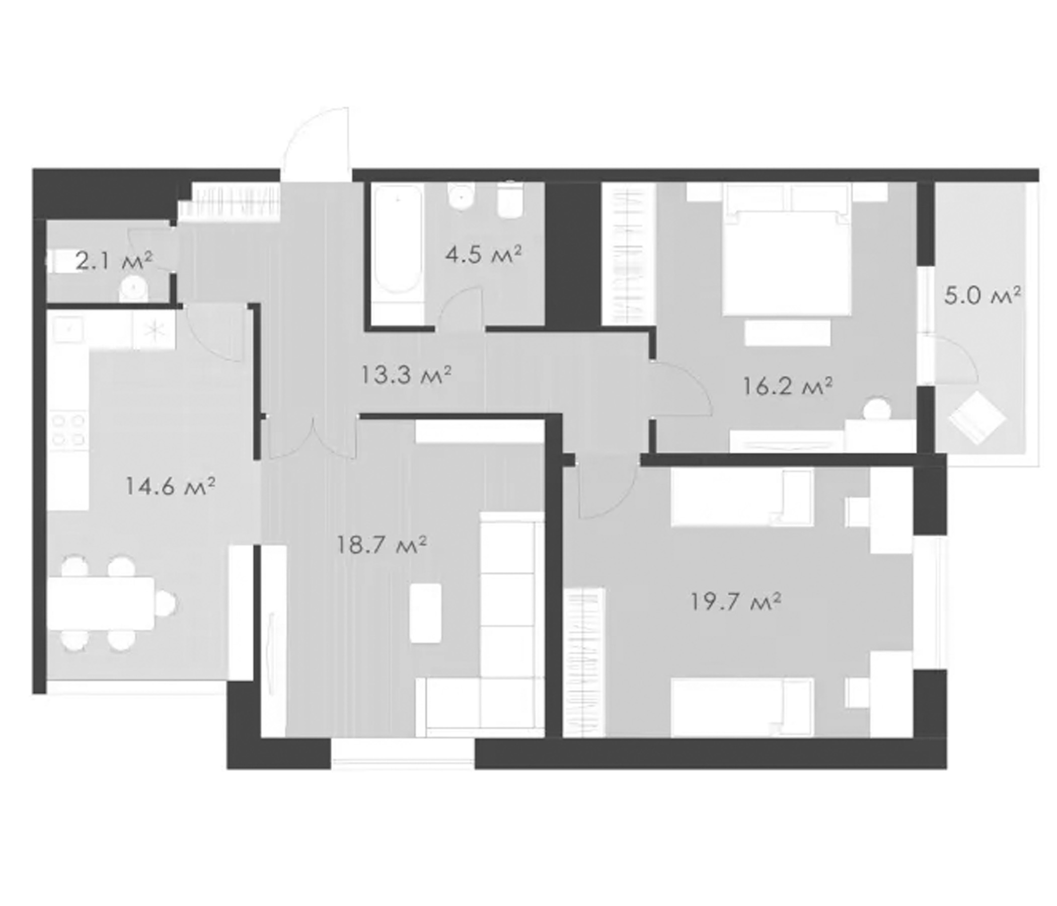 3-комн. квартира, 90 м² в ЖК Выбор — фото 2