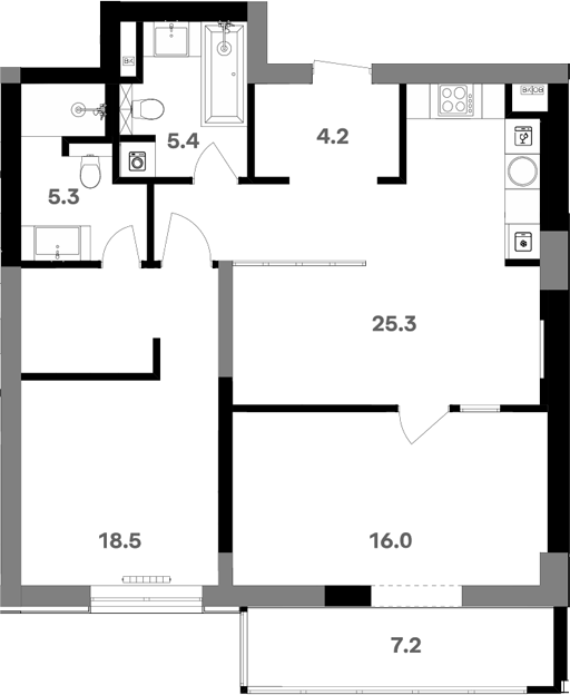 Студия, 77.34 м², 12/20 этаж, ЖК «RIVER HOUSE Щелково»