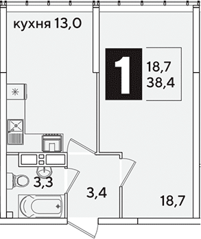 1-комн. квартира, 38.4 м² в ЖК Самолет — фото 2