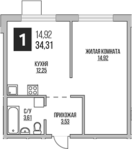 1-комн. Гранель Аникеевский