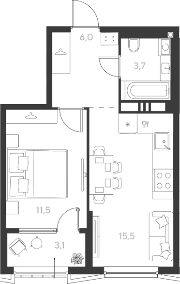 Продается 1-комн. квартира, 36.7 м²