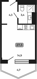 Студия квартира, 22.6 м² в ЖК Апарт-отель Мореоль — фото 2