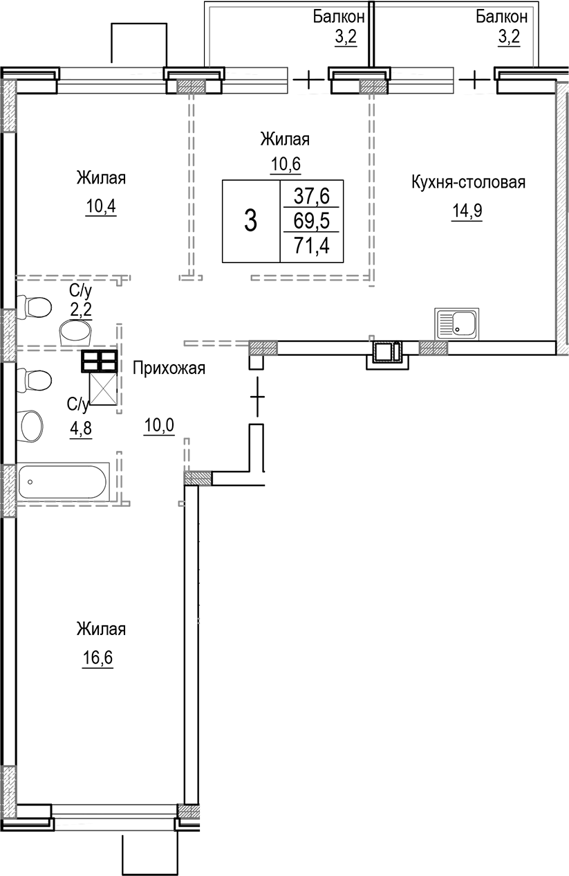 4-комн. Лесная Отрада