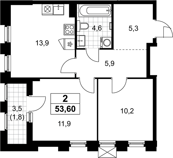 3-комн., 51.8 м², 10/22 этаж, ЖК «Деснаречье»