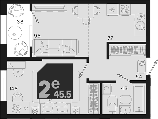 2-комн. квартира, 41.7 м² в ЖК Первое место — фото 2