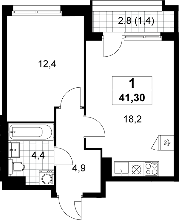 2-комн., 39.9 м², 9/16 этаж, ЖК «Прокшино»