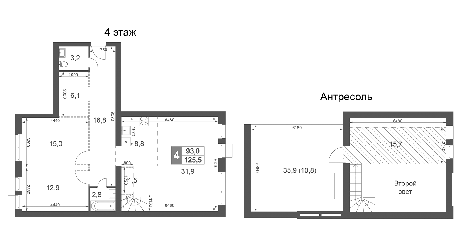 4+ комнаты, 114.7 м², 4/4 этаж, ЖК «Дубровицы Клаб»