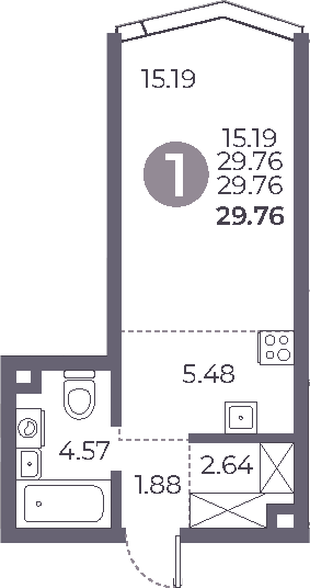 Студия, 29.76 м², 19/27 этаж, ЖК «Мневники от Гранель»