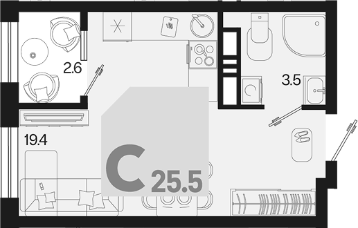 Студия квартира, 22.9 м² в ЖК Первое место — фото 2