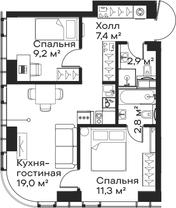 3-комн. Сити Бэй