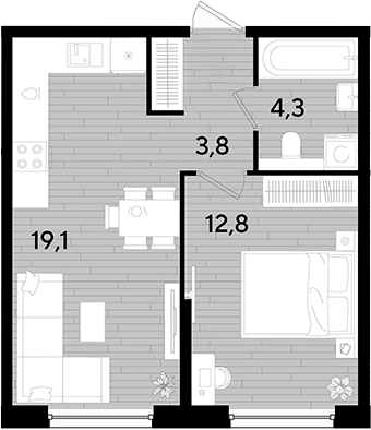 1-комн. квартира, 40 м² в ЖК DОГМА ПАРК — фото 2
