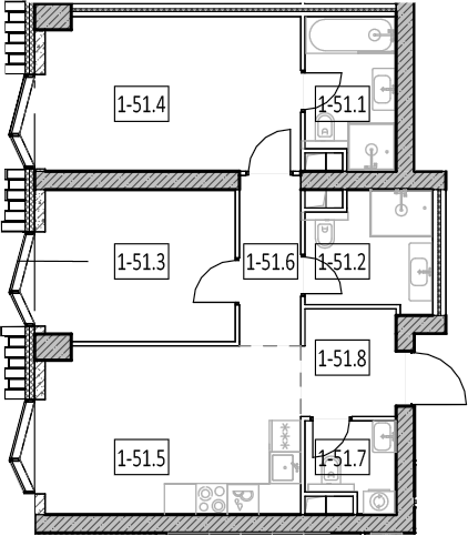 3-комн., 62.3 м², 5/57 этаж, ЖК «Айс Тауэрс»