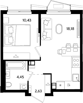 Продается 2-комн. квартира, 35.69 м²