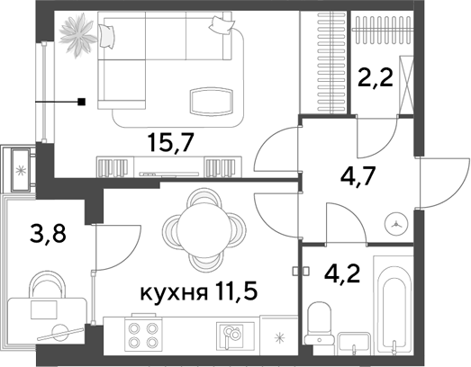 1-комн. квартира, 38.3 м² в ЖК Парк Победы — фото 2