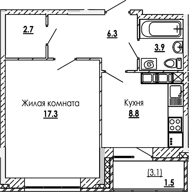 1-комн. Малиново