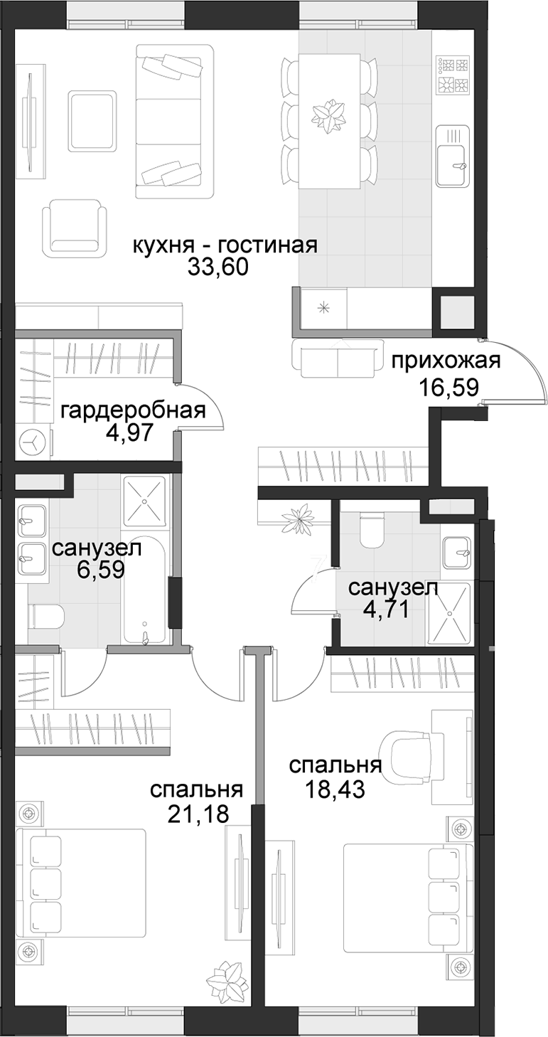 3-комн. Садовническая, 69