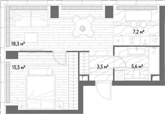 2-комн., 50.1 м², 4/48 этаж, ЖК «С5»