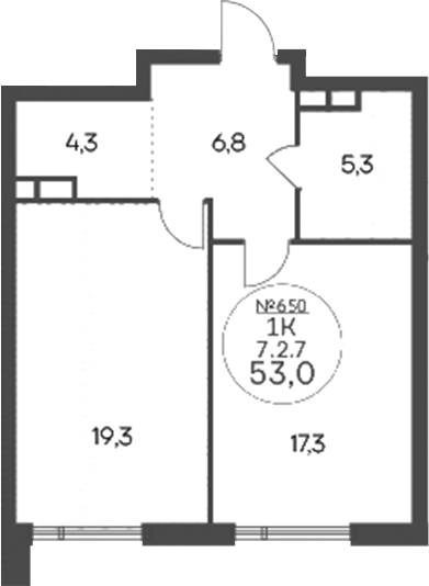 1-комн., 53 м², 2/14 этаж, ЖК «Клубный квартал КРЫЛАТСКАЯ 33»