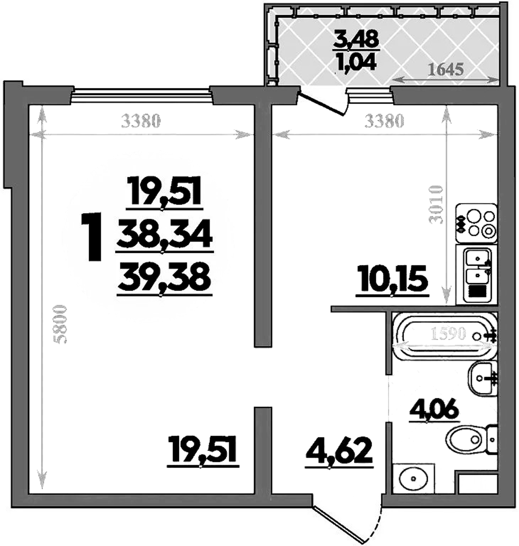 1-комн. квартира, 38.34 м² в ЖК Предгорье Лаго-Наки — фото 2
