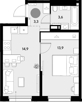 Продается 1-комн. квартира, 35.7 м²