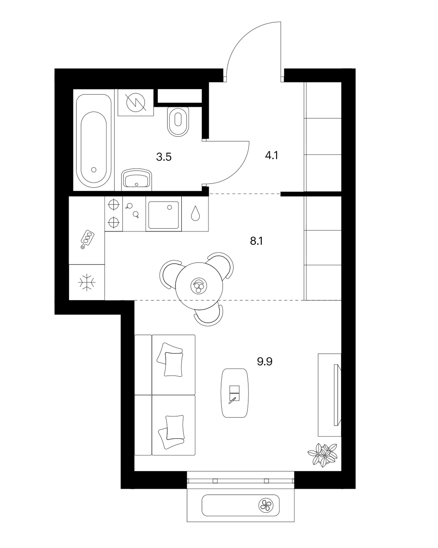 Студия, 25.6 м², 24/32 этаж, ЖК «Мичуринский парк»