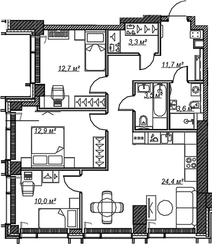4+ комнаты, 82.1 м², 25/59 этаж, ЖК «Веер»