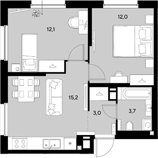 Продается 2-комн. квартира, 46 м²