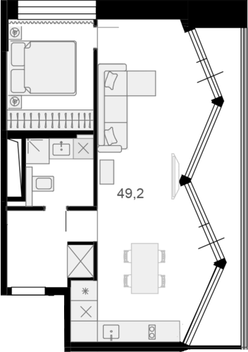 Студия, 55.36 м², 3/13 этаж, ЖК «Резиденции архитекторов»