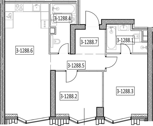 3-комн., 74.3 м², 11/55 этаж, ЖК «Айс Тауэрс»