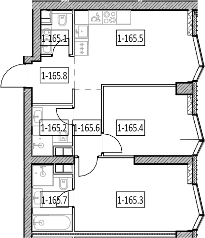 3-комн., 60.9 м², 15/57 этаж, ЖК «Айс Тауэрс»