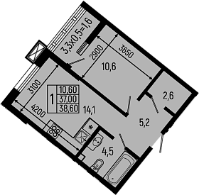 1-комн. квартира, 37 м² в ЖК Звезды — фото 2