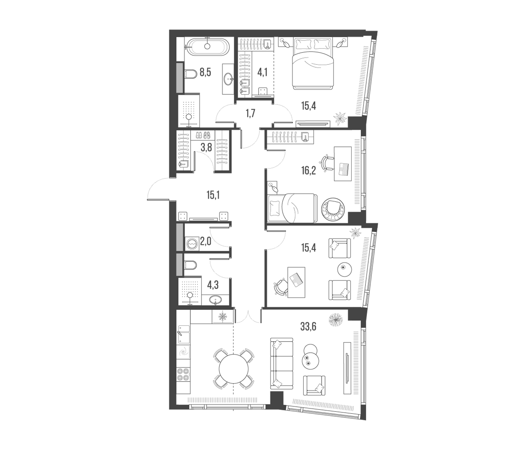 4+ комнаты, 120.1 м², 3/24 этаж, ЖК «HIGH LIFE»