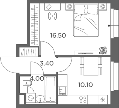1-комн., 34 м², 8/20 этаж, ЖК «Белый Град»