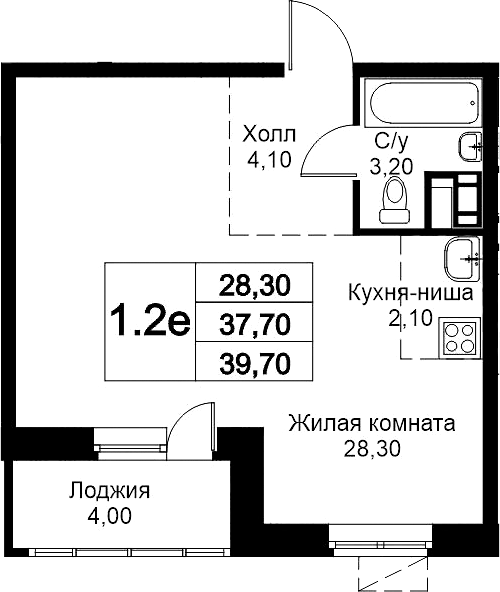 Студия, 37.7 м², 6/12 этаж, ЖК «Кашинцево»