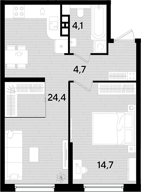 1-комн. квартира, 47.9 м² в ЖК DОГМА ПАРК — фото 2