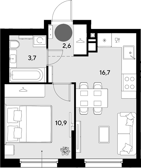 Продается 2-комн. квартира, 33.9 м²