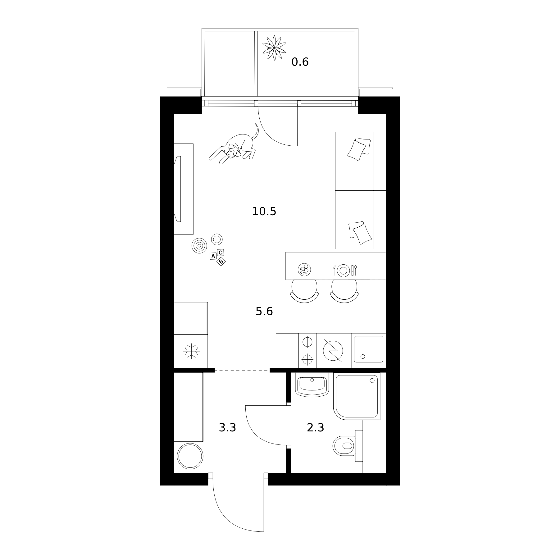 Студия, 21.7 м², 3/19 этаж, ЖК «2-й Иртышский»