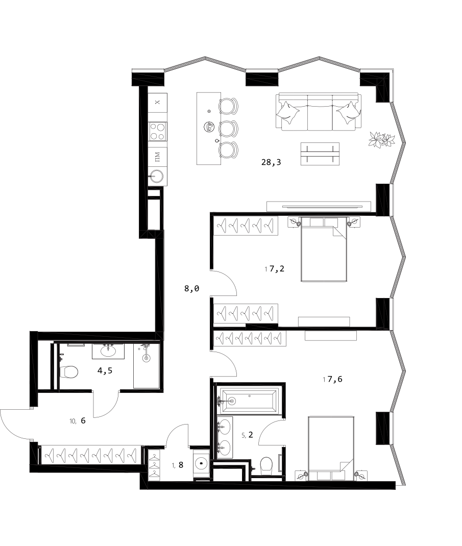 3-комн. A. Residence
