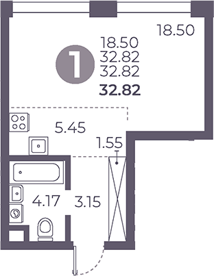 Студия, 32.82 м², 7/39 этаж, ЖК «Мневники от Гранель»