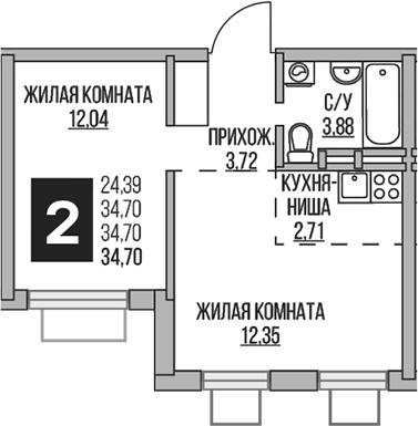 2-комн. Гранель Аникеевский