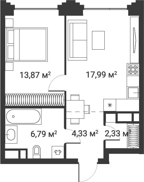 1-комн., 45.31 м², 21/28 этаж, ЖК «Первый Нагатинский»