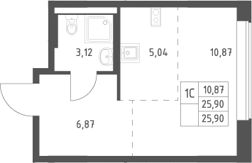 Студия, 25.9 м², 11/12 этаж, ЖК «Большое Юрлово»