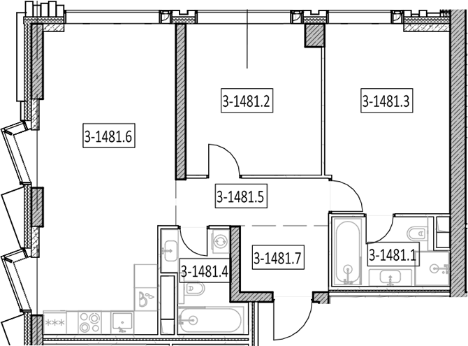3-комн., 75.7 м², 47/55 этаж, ЖК «Айс Тауэрс»