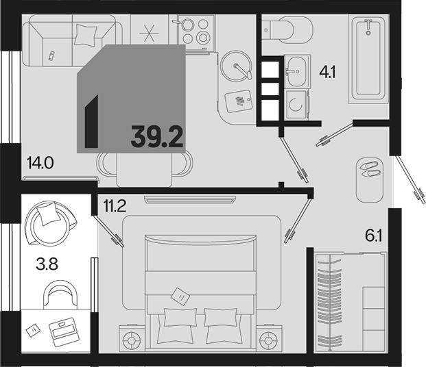 1-комн. квартира, 35.4 м² в ЖК Первое место — фото 2