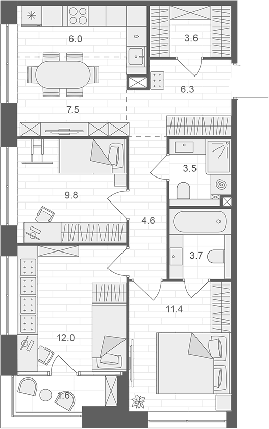 4+ комнаты, 67.6 м², 11/12 этаж, ЖК «АРТЕЛЬ»
