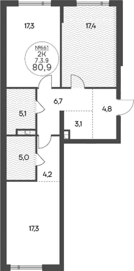 2-комн., 80.9 м², 3/14 этаж, ЖК «Клубный квартал КРЫЛАТСКАЯ 33»