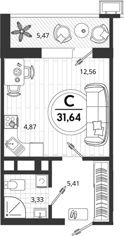 Студия квартира, 26.17 м² в ЖК Родные Просторы — фото 2