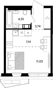 Продается 1-комн. квартира, 26.26 м²