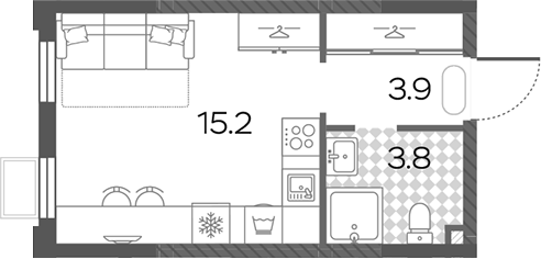 Студия, 22.9 м², 2/13 этаж, ЖК «Лучи»
