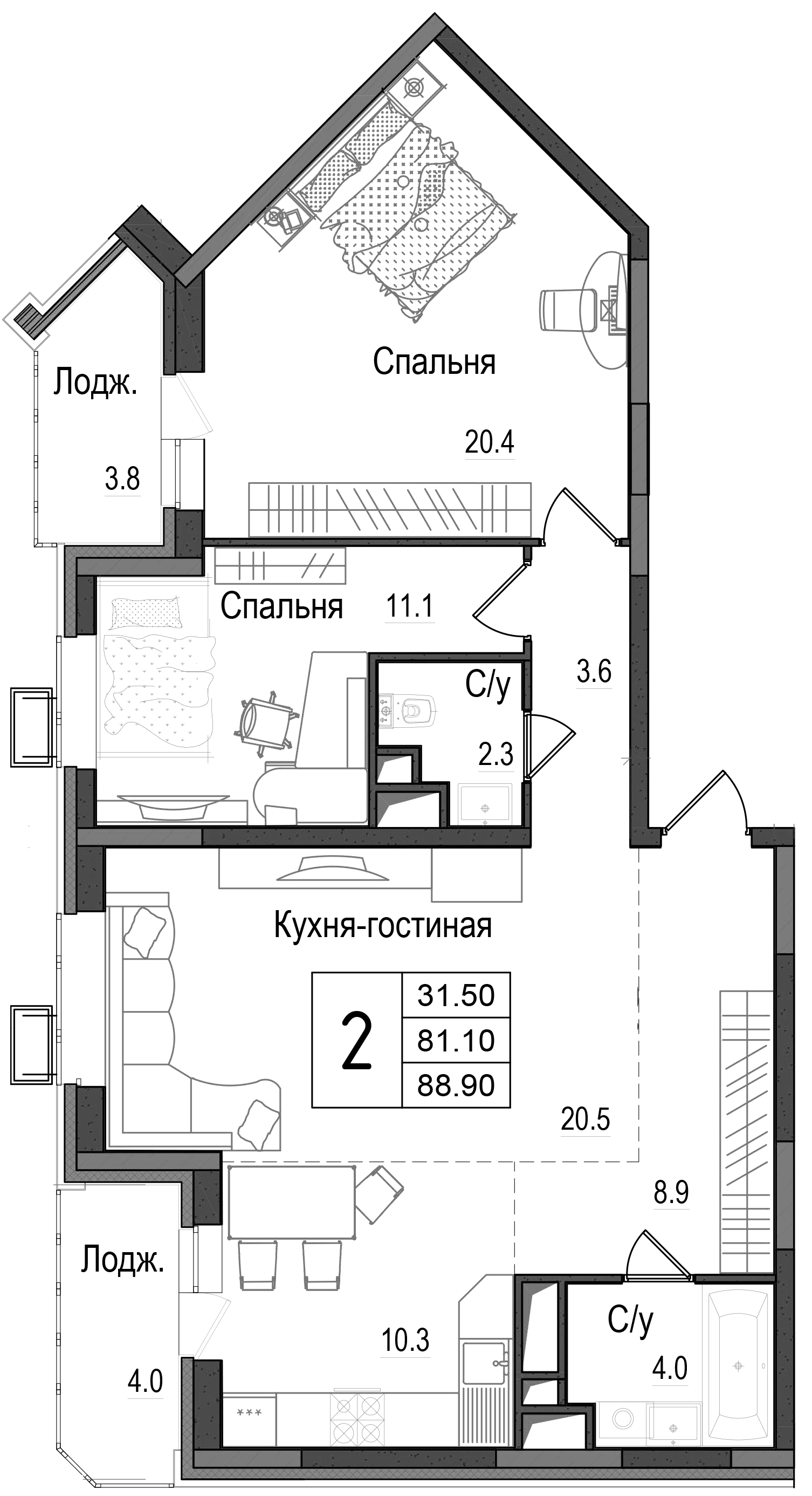 3-комн. Школьный